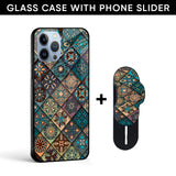 Retro Art Glass case with Slider Phone Grip Combo