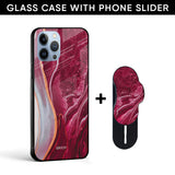 Crimson Ruby Glass case with Slider Phone Grip Combo