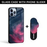 Moon Night Glass case with Slider Phone Grip Combo