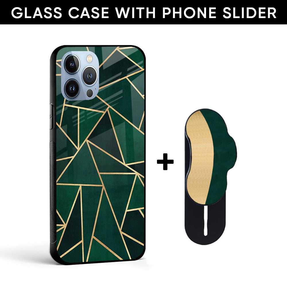 Abstract Green Glass case with Slider Phone Grip Combo