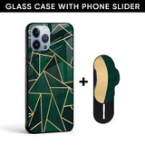 Abstract Green Glass case with Slider Phone Grip Combo