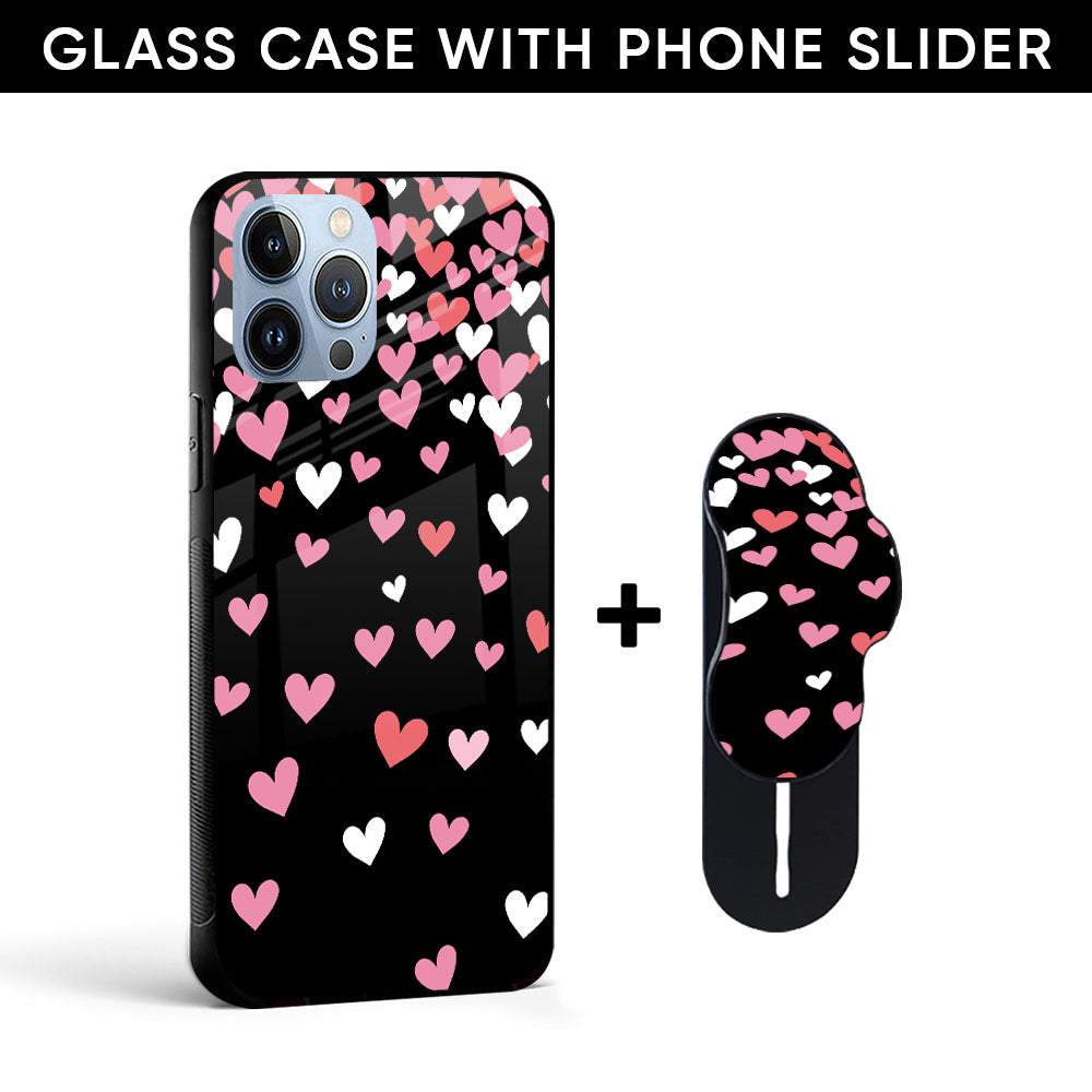 Free Fly Hearts Glass case with Slider Phone Grip Combo