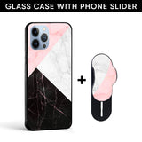 Marble Collage Art Glass case with Slider Phone Grip Combo