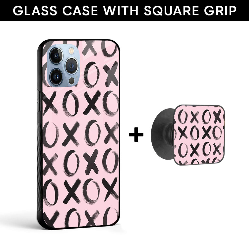 XOXO Glass case with Square Phone Grip Combo