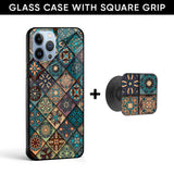 Retro Art Glass case with Square Phone Grip Combo