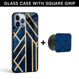 Abstract Blue Glass case with Square Phone Grip Combo