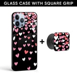 Free Fly Hearts Glass case with Square Phone Grip Combo