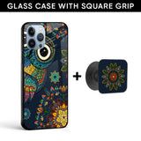 Owl Art Glass case with Square Phone Grip Combo