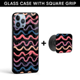 Ribbon Art Glass case with Square Phone Grip Combo