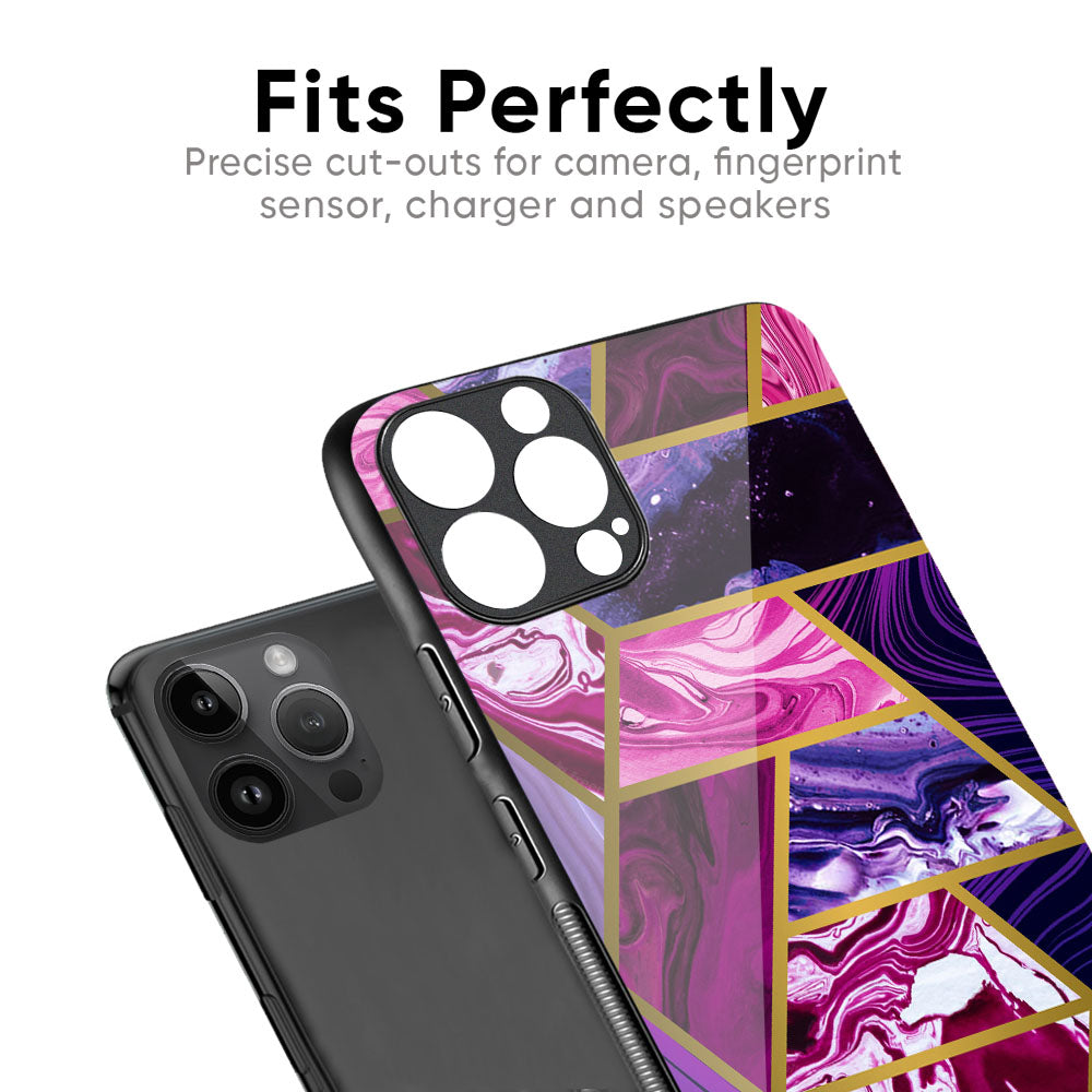 Electroplated Geometric Marble Glass Case for iPhone XS Max