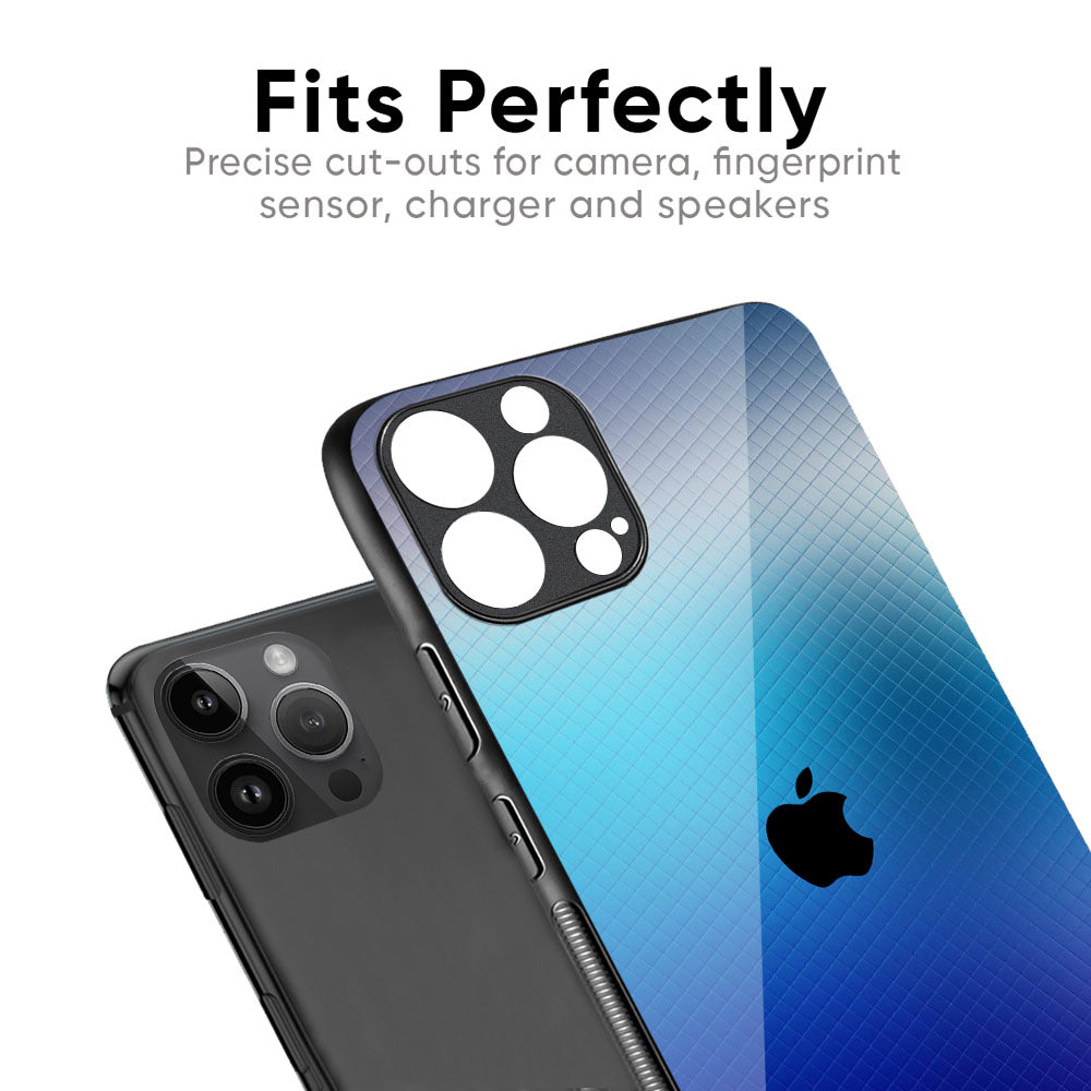 Blue Rhombus Pattern Glass Case for iPhone XS Max