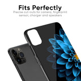 Half Blue Flower Glass Case for iPhone 15 Pro Max