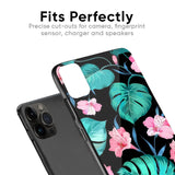 Tropical Leaves & Pink Flowers Glass case for iPhone 12