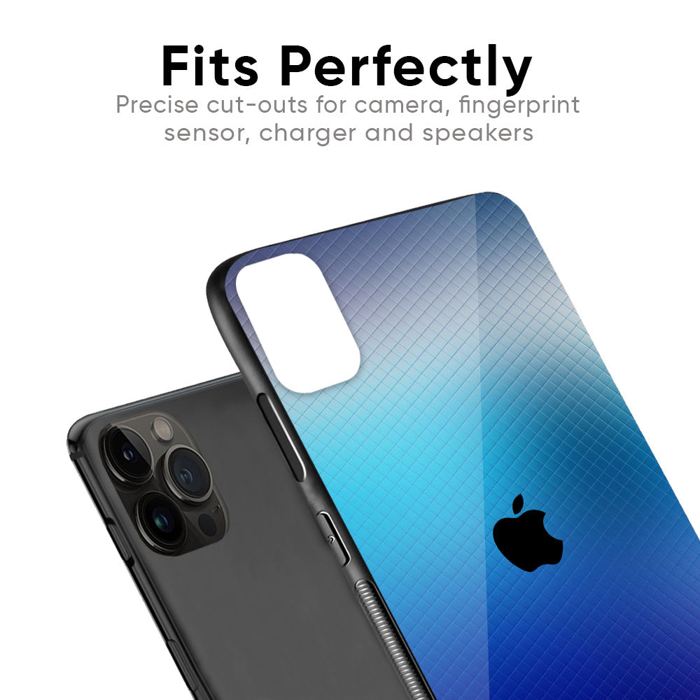 Blue Rhombus Pattern Glass Case for iPhone 6S