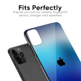 Blue Rhombus Pattern Glass Case for iPhone 15 Pro Max