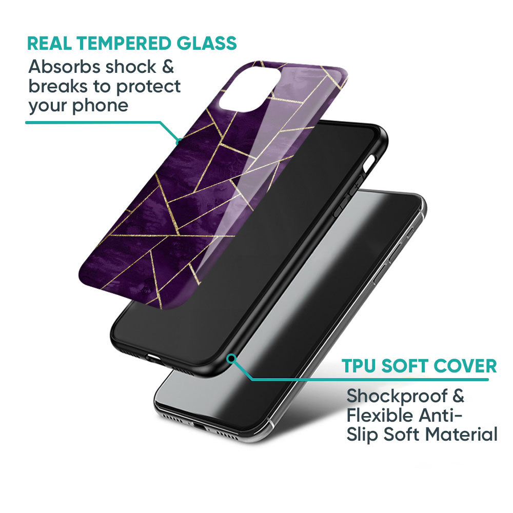 Geometric Purple Glass Case For Vivo V21
