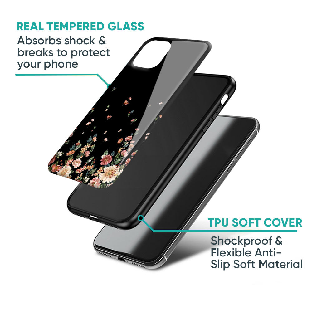 Floating Floral Print Glass Case for iPhone XS Max
