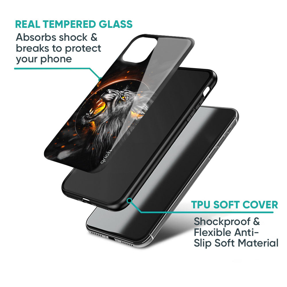 Aggressive Lion Glass Case for iPhone XS