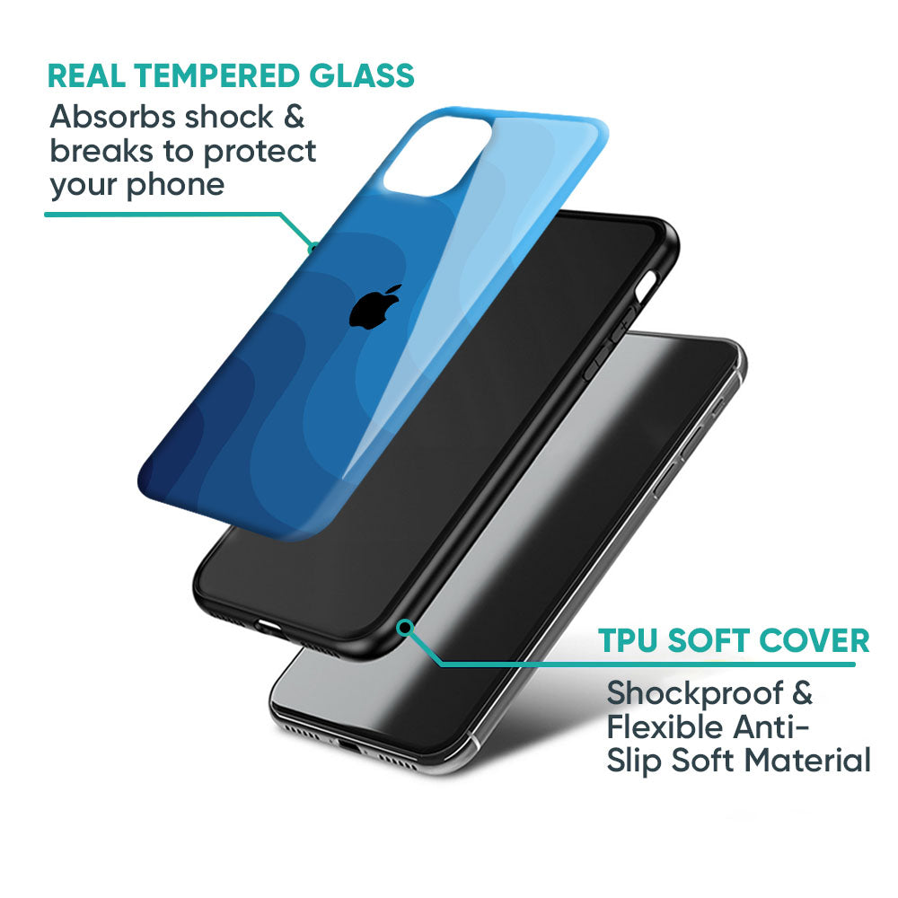 Blue Wave Abstract Glass Case for iPhone XS Max