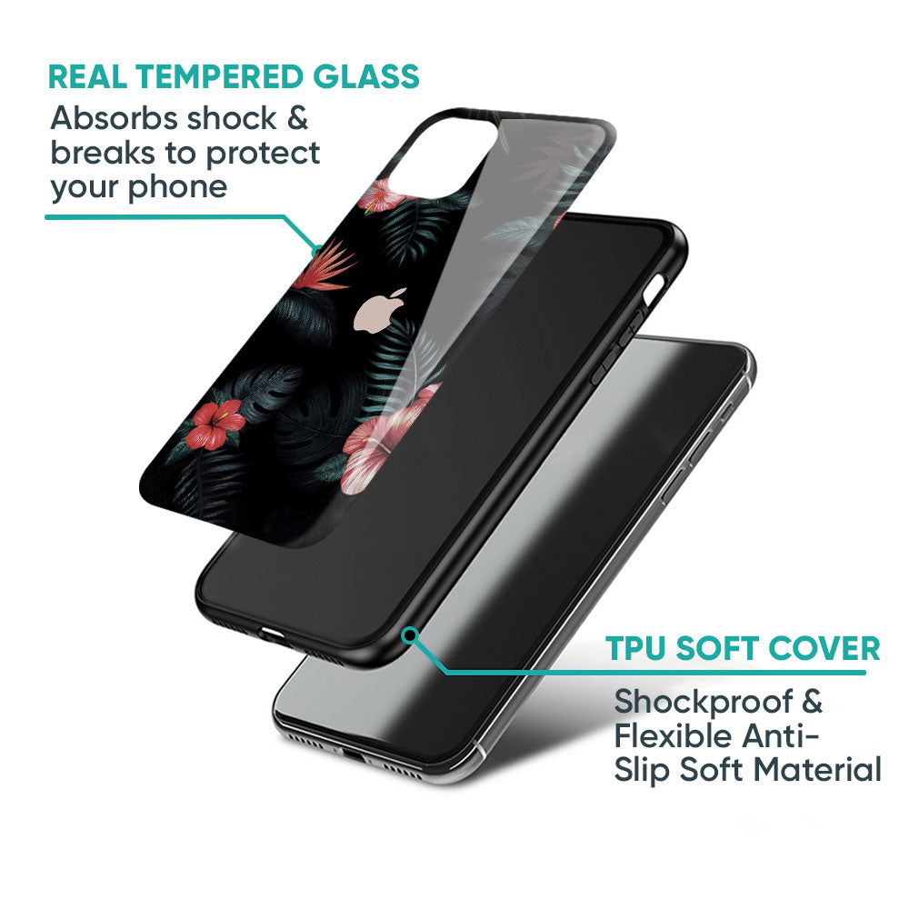 Tropical Art Flower Glass Case for iPhone XS Max