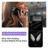 White Angel Wings Glass Case for Samsung Galaxy Z Flip4 5G