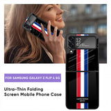 Flag Striped Glass Case for Samsung Galaxy Z Flip4 5G