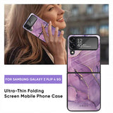 Purple Gold Marble Glass Case for Samsung Galaxy Z Flip4 5G