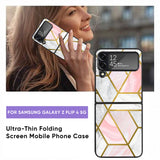 Geometrical Marble Glass Case for Samsung Galaxy Z Flip4 5G
