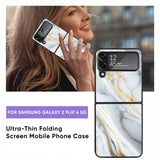 White Grey Marble Glass Case for Samsung Galaxy Z Flip4 5G