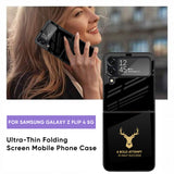 Black Gold Deer Glass Case for Samsung Galaxy Z Flip4 5G