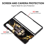 Golden Grey Lion Glass Case for Samsung Galaxy Z Fold4 5G