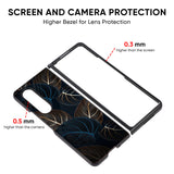 Blue Golden Leaves Glass Case for Samsung Galaxy Z Fold4 5G