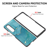 Blue Golden Glitter Glass Case for Samsung Galaxy Z Fold4 5G