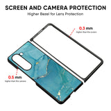 Blue Golden Glitter Glass Case for Samsung Galaxy Z Fold5 5G