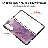Purple Gold Marble Glass Case for Samsung Galaxy Z Fold5 5G
