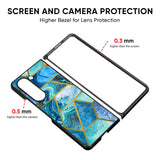 Turquoise Geometrical Marble Glass Case for Samsung Galaxy Z Fold5 5G