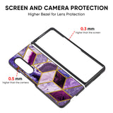 Purple Rhombus Marble Glass Case for Samsung Galaxy Z Fold4 5G