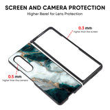 Aqua Green Marble Glass Case for Samsung Galaxy Z Fold4 5G
