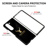 Black Gold Deer Glass Case for Samsung Galaxy Z Fold5 5G