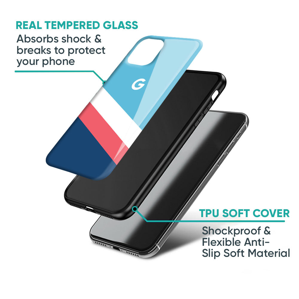 Pink & White Stripes Glass Case For Google Pixel 8 Pro