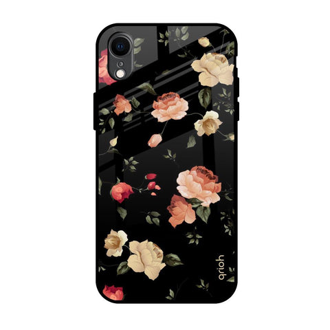 Black Spring Floral iPhone XR Glass Back Cover Online