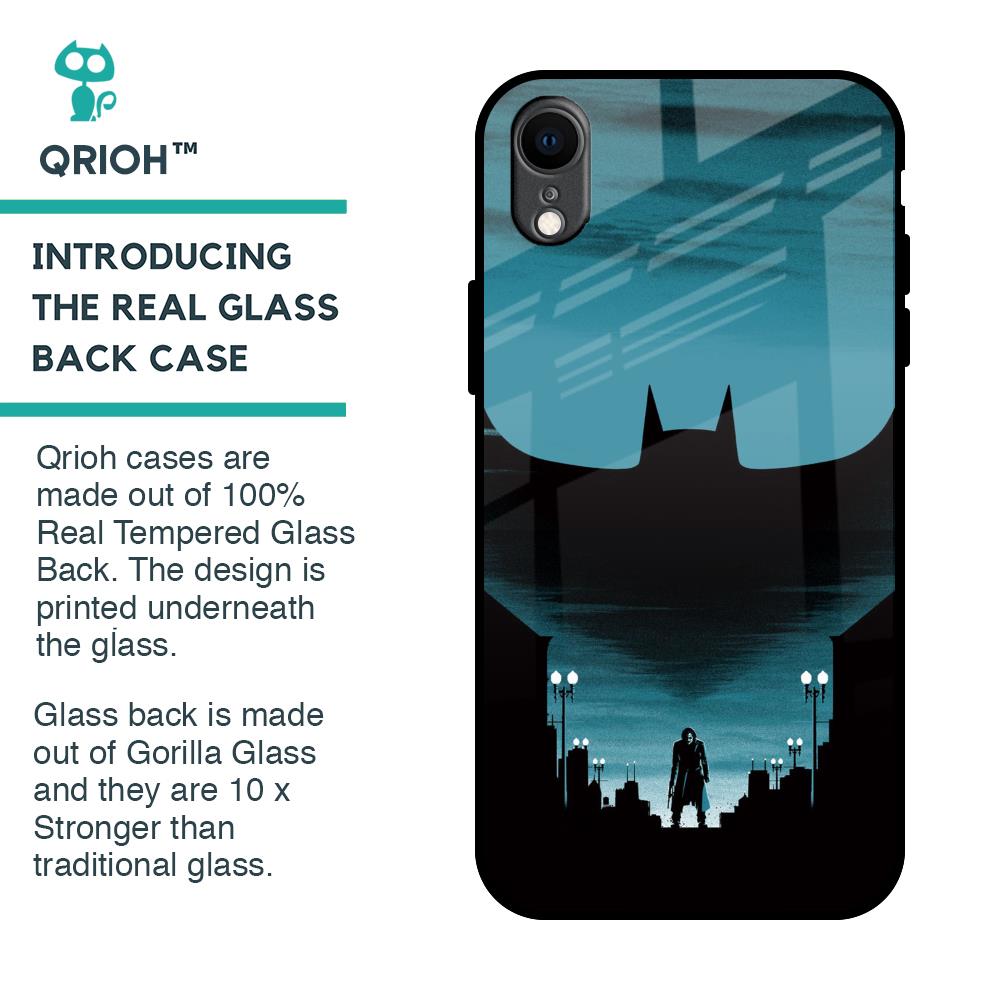 Cyan Bat Glass Case for iPhone XR