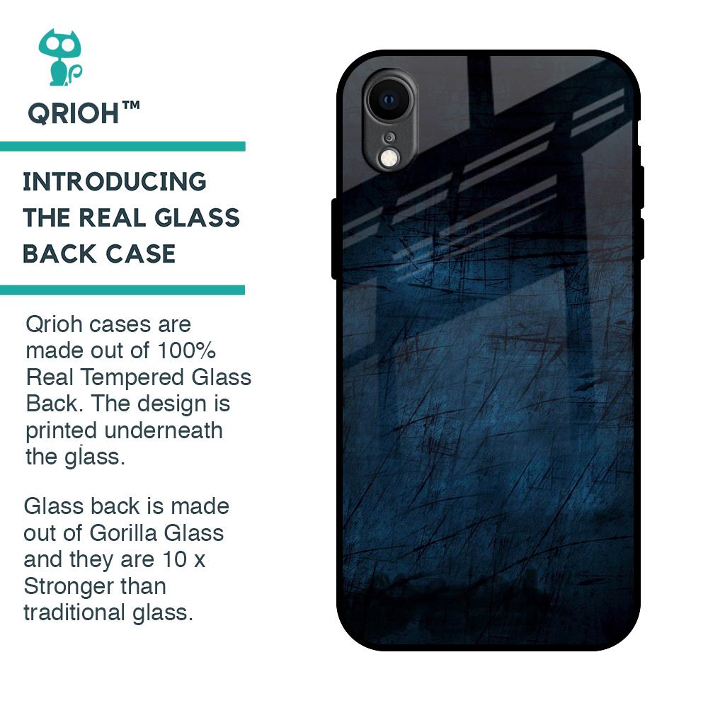Dark Blue Grunge Glass Case for iPhone XR