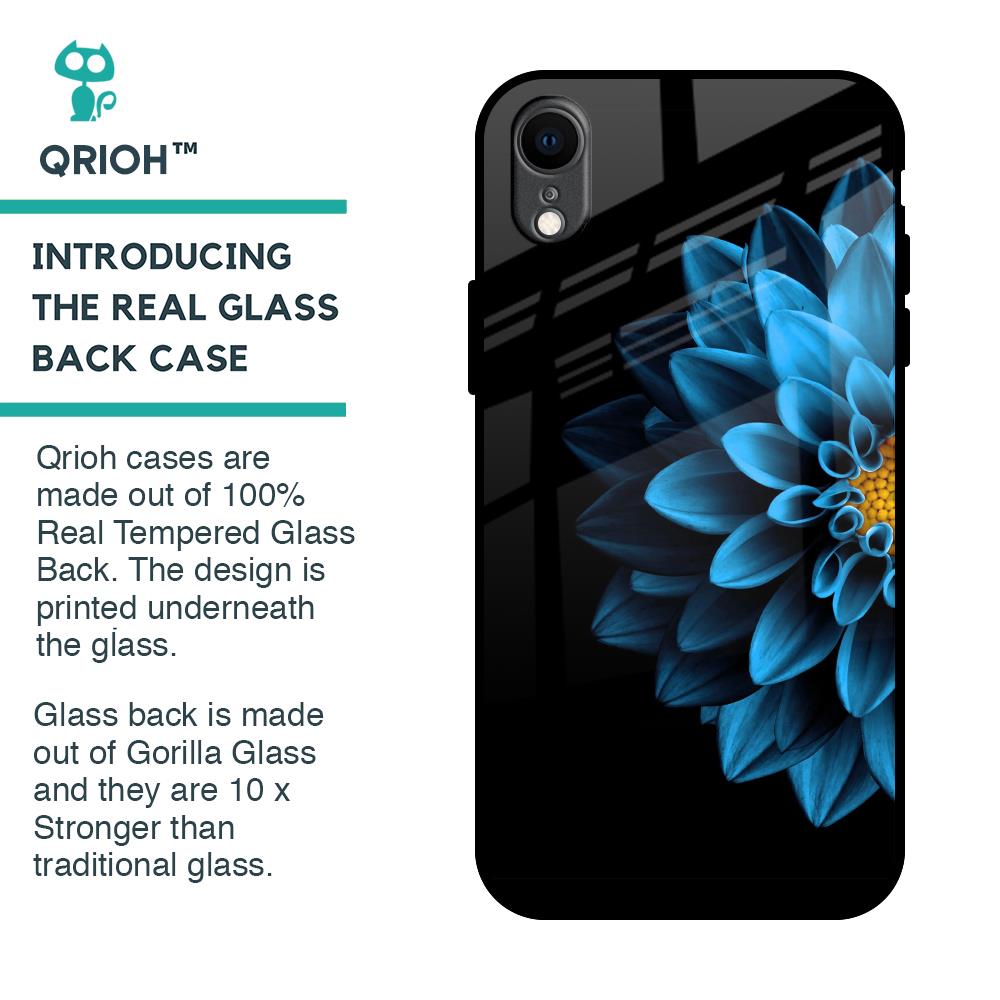 Half Blue Flower Glass Case for iPhone XR