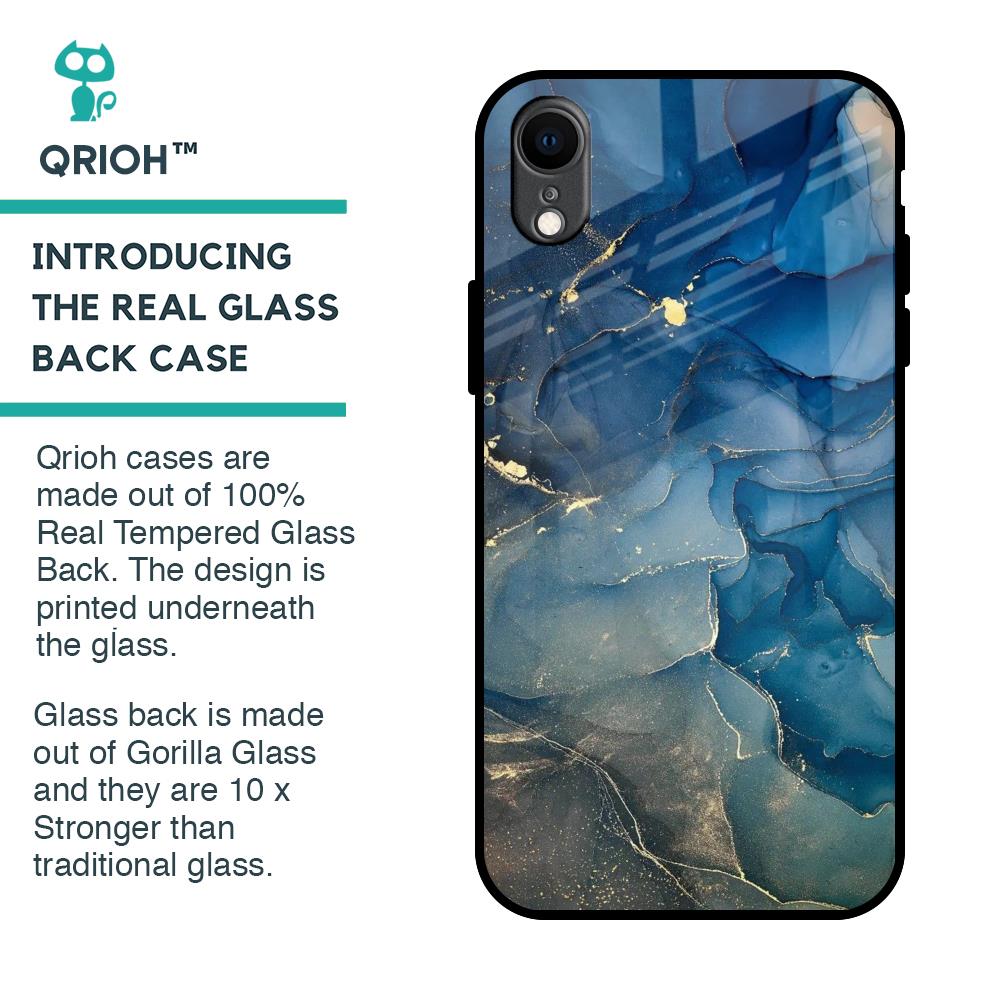 Blue Cool Marble Glass Case for iPhone XR