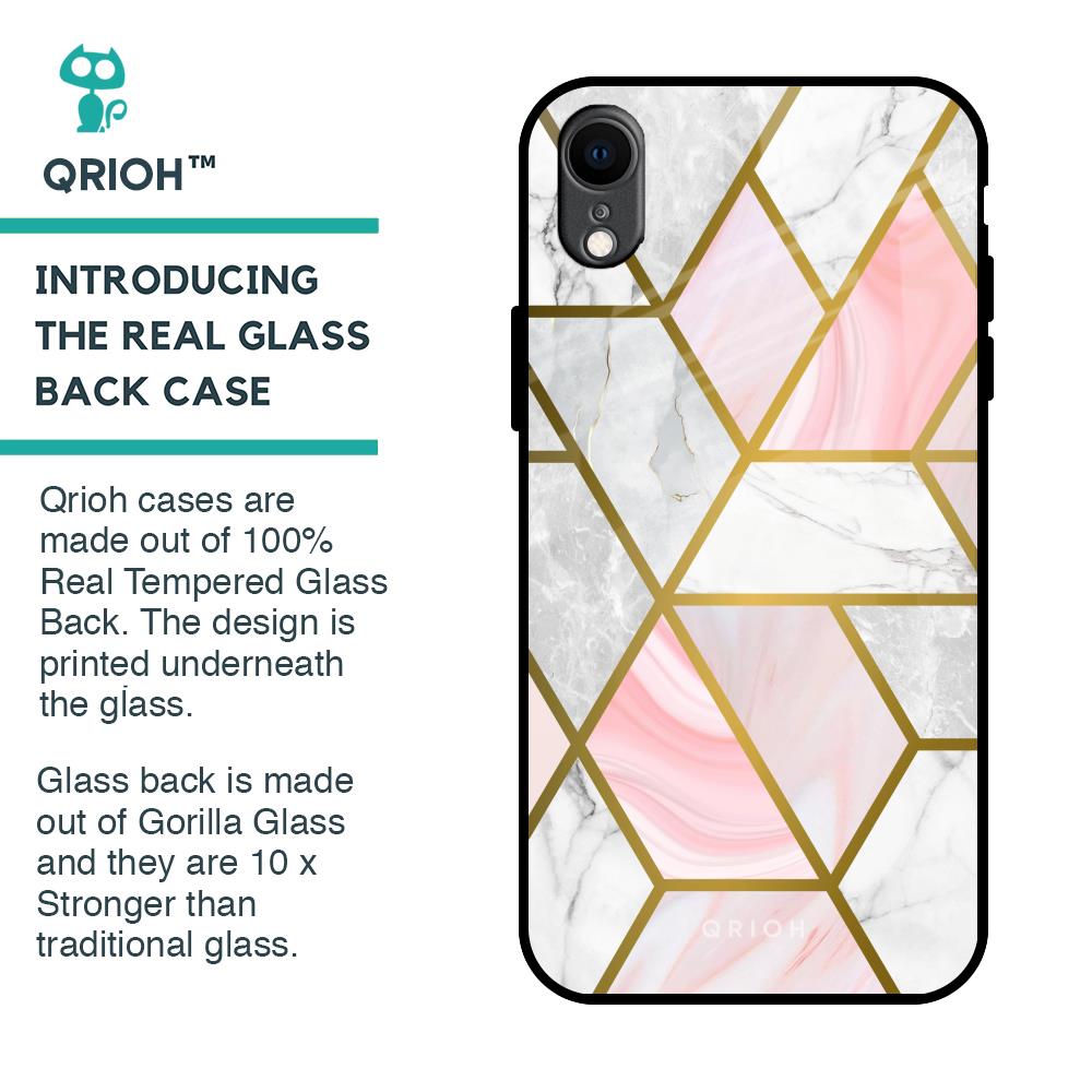 Geometrical Marble Glass Case for iPhone XR