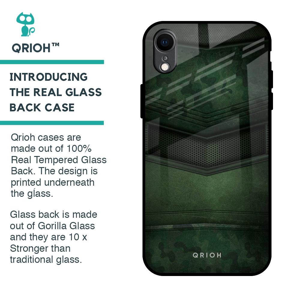 Green Leather Glass Case for iPhone XR