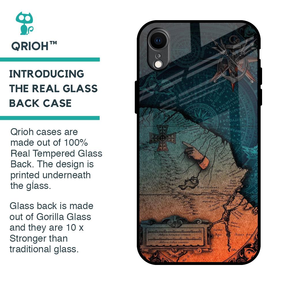 Geographical Map Glass Case for iPhone XR