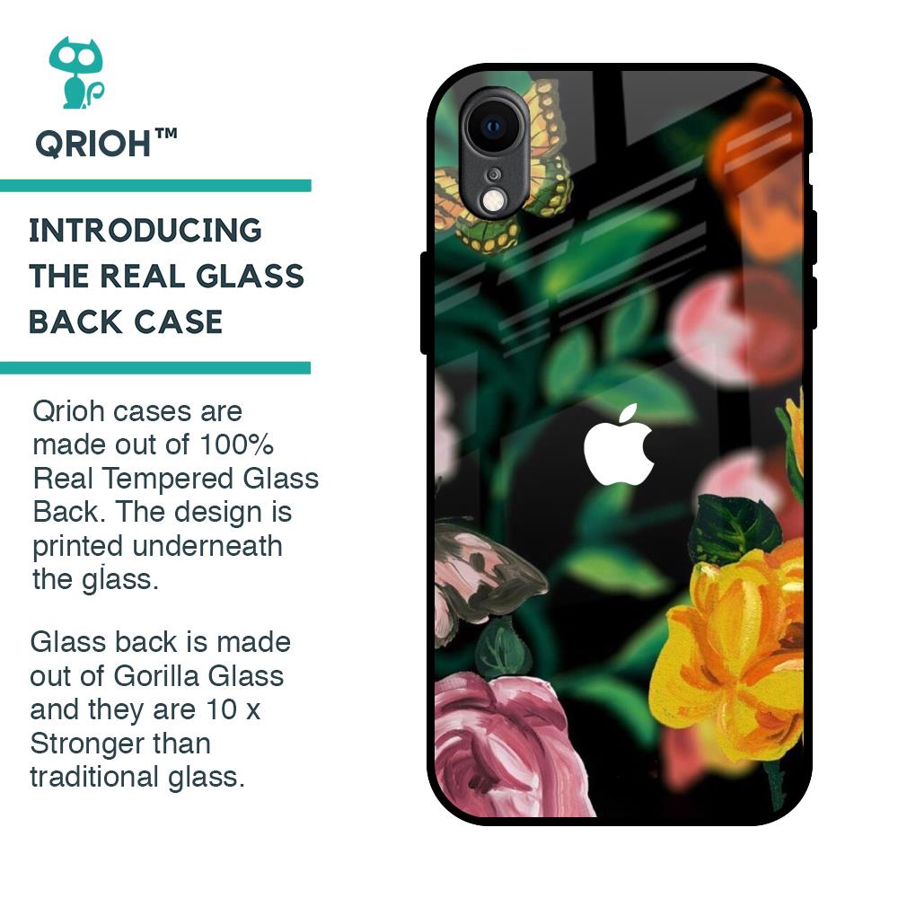 Flowers & Butterfly Glass Case for iPhone XR