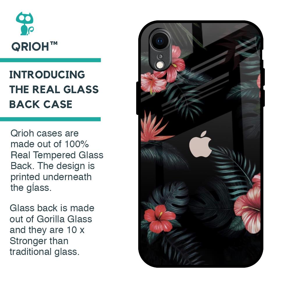 Tropical Art Flower Glass Case for iPhone XR